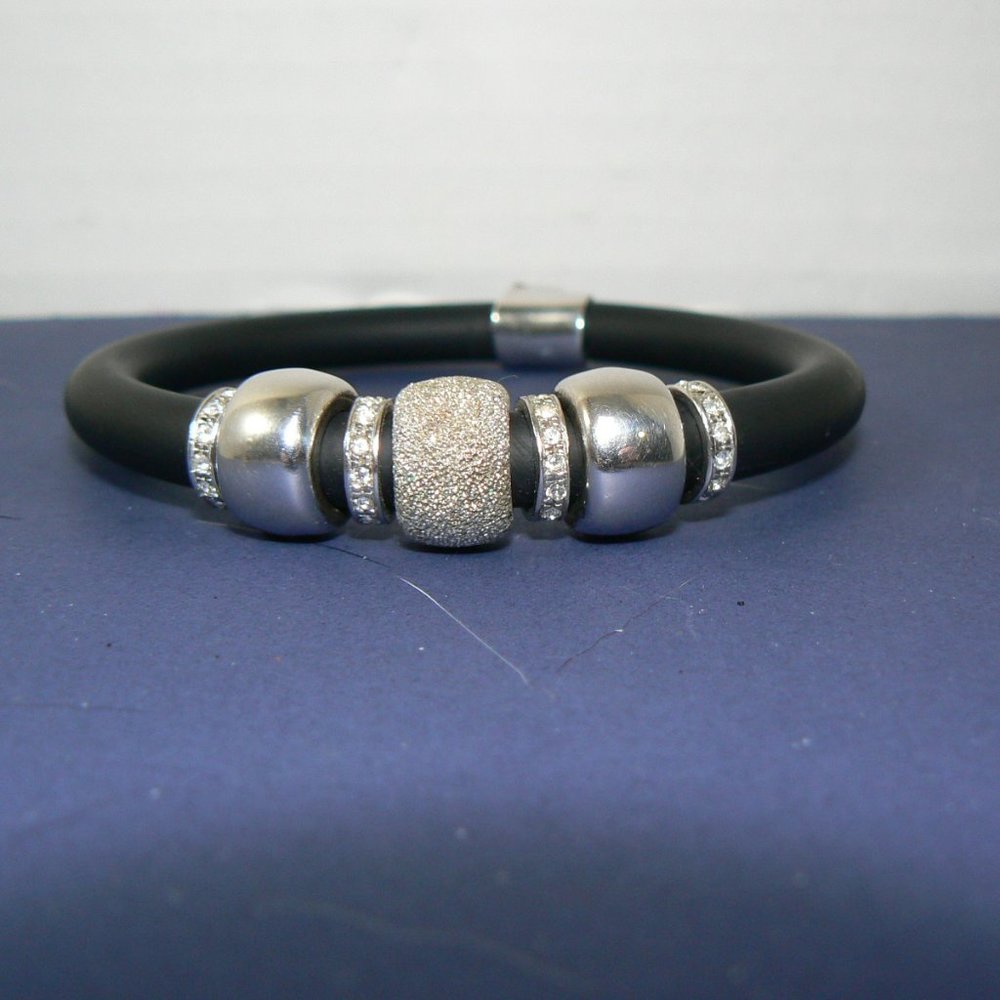 Sterling silver beads on Rubber Bracelet